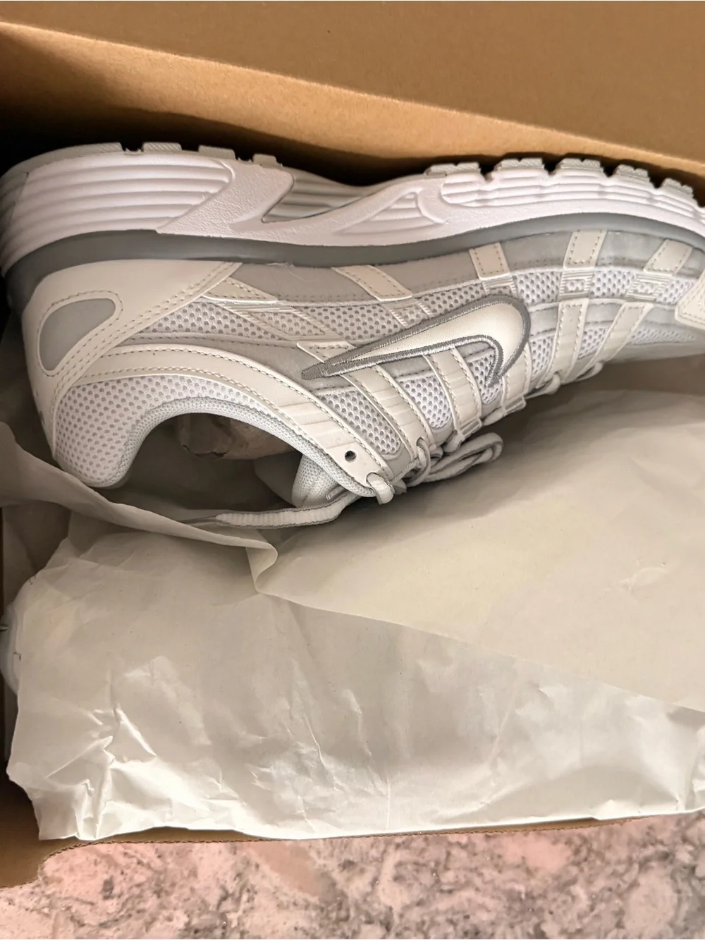 Nike Women's P-6000 Sneakers in Light Gray and White
